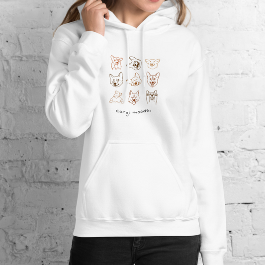 Corgi Moods. Hoodie – White