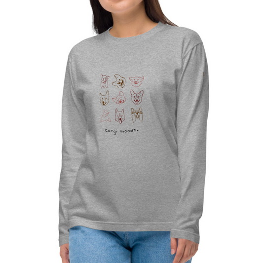 Corgi Moods. Long Sleeve Tee – Gray