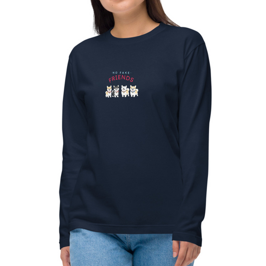 NO FAKE FRIENDS. Long Sleeve Tee – Navy