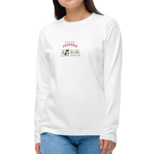 NO FAKE FRIENDS. Long Sleeve Tee – White