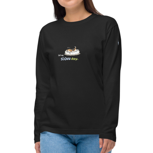 Soft nap, slow day. Long Sleeve Tee – Black