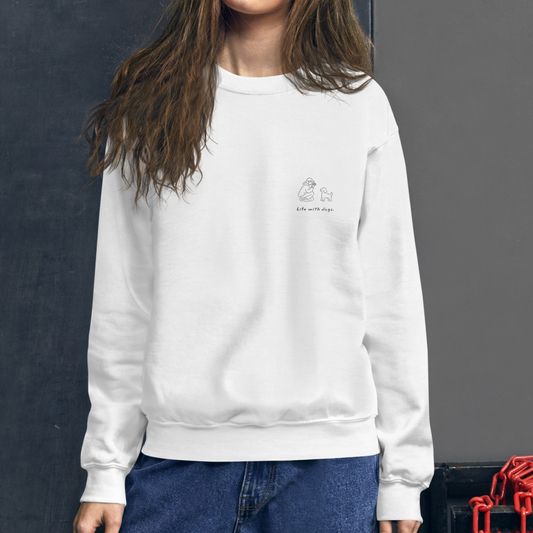 Life with dogs.  Logo Sweat – White