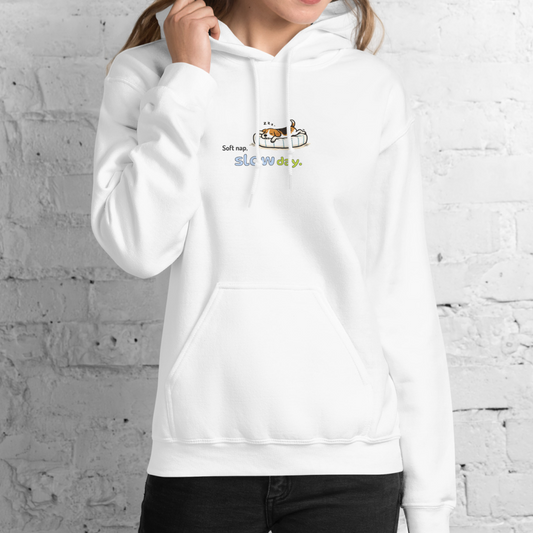 Soft nap, slow day. Hoodie – White