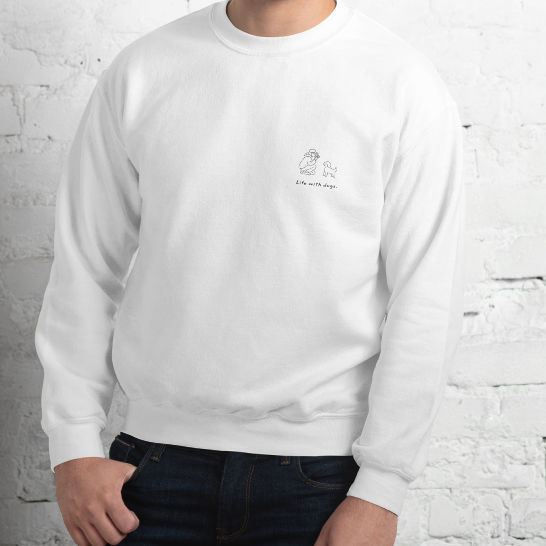 Life with dogs.  Logo Sweat – White