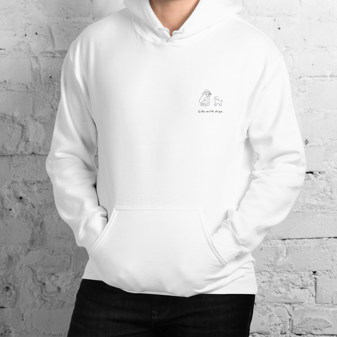 Life with dogs.  Logo Hoodie – White