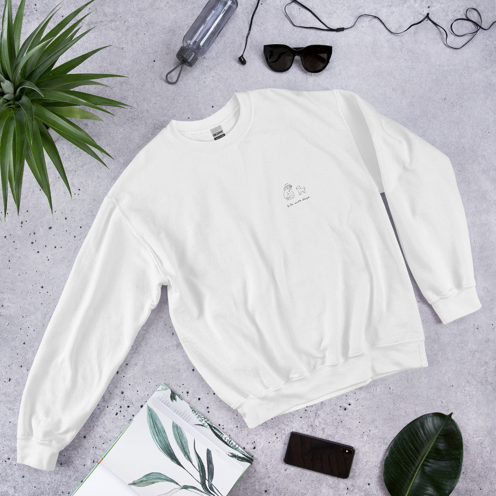 Life with dogs.  Logo Sweat – White