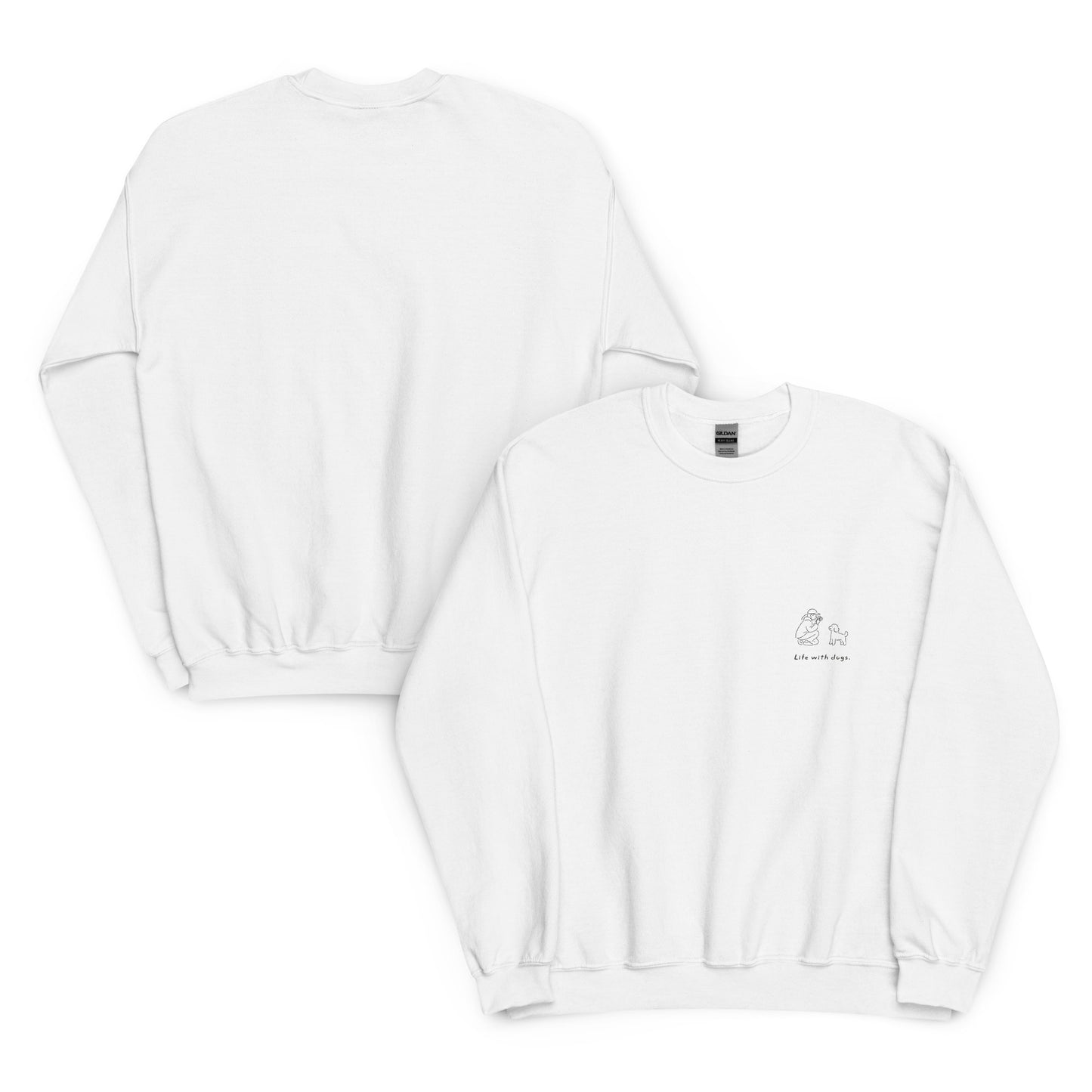 Life with dogs.  Logo Sweat – White