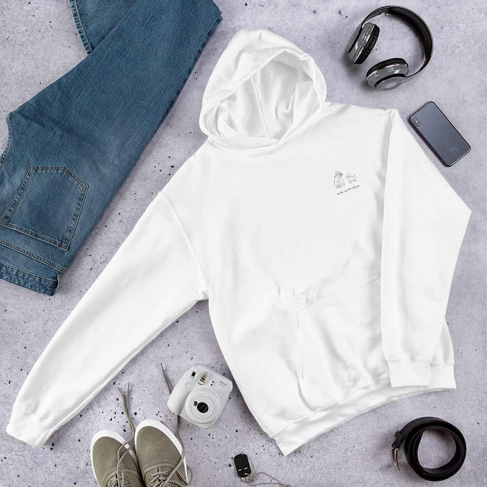 Life with dogs.  Logo Hoodie – White