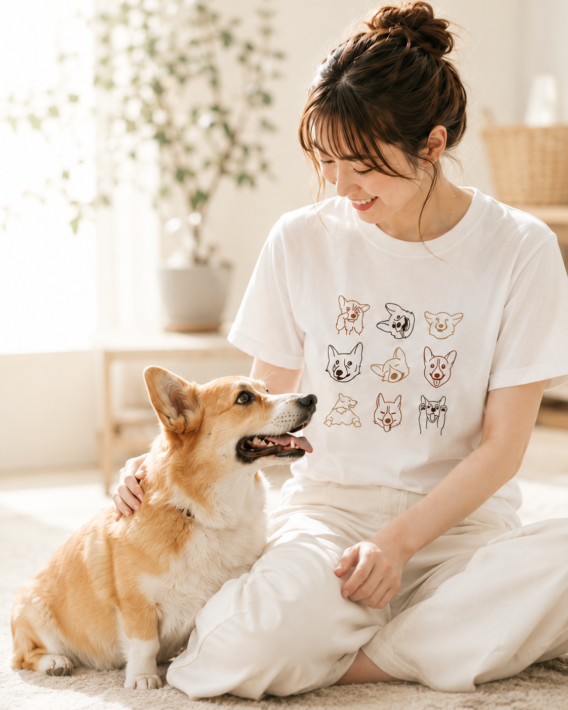 Corgi Moods. Tee – White