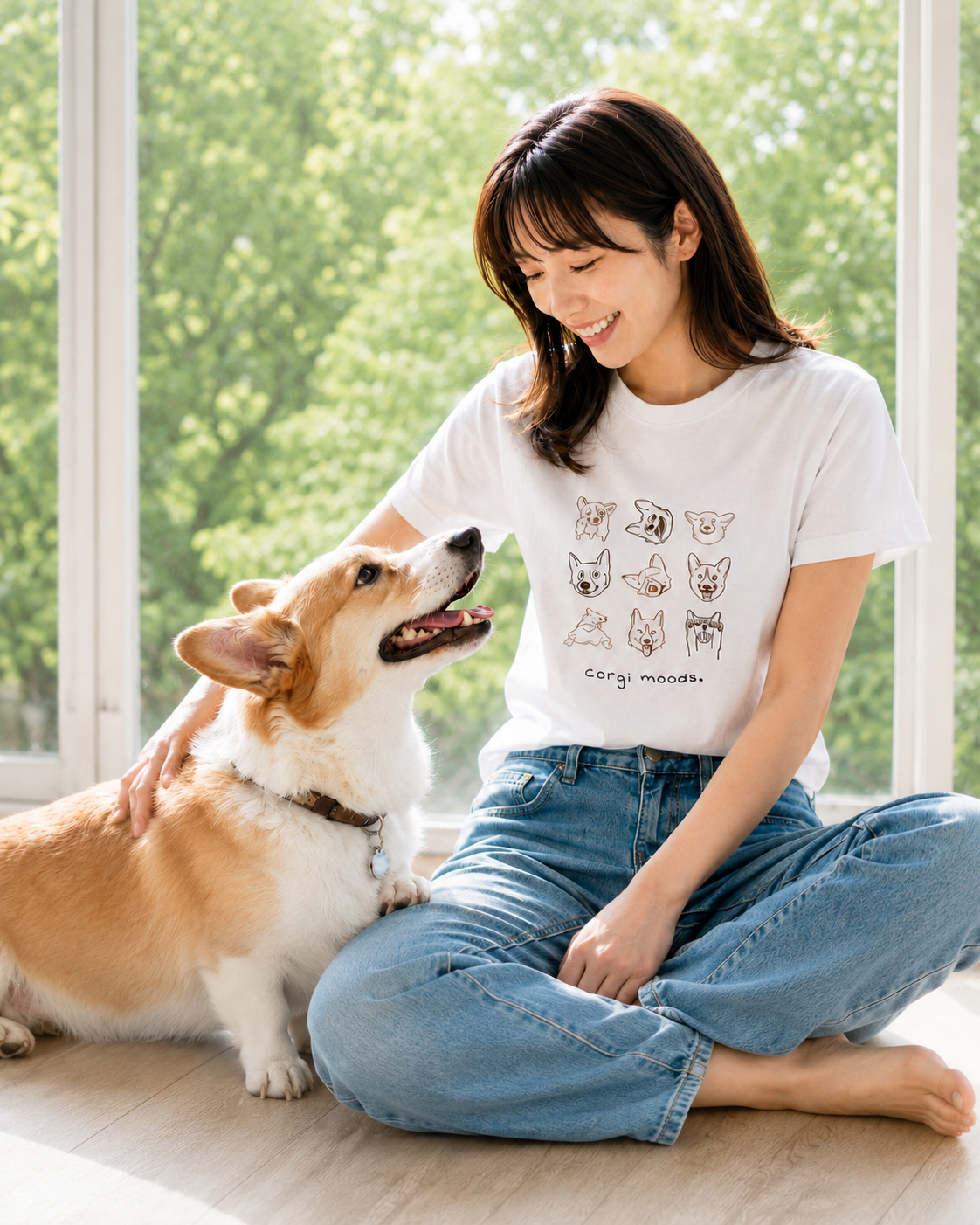 Corgi Moods. Tee – White