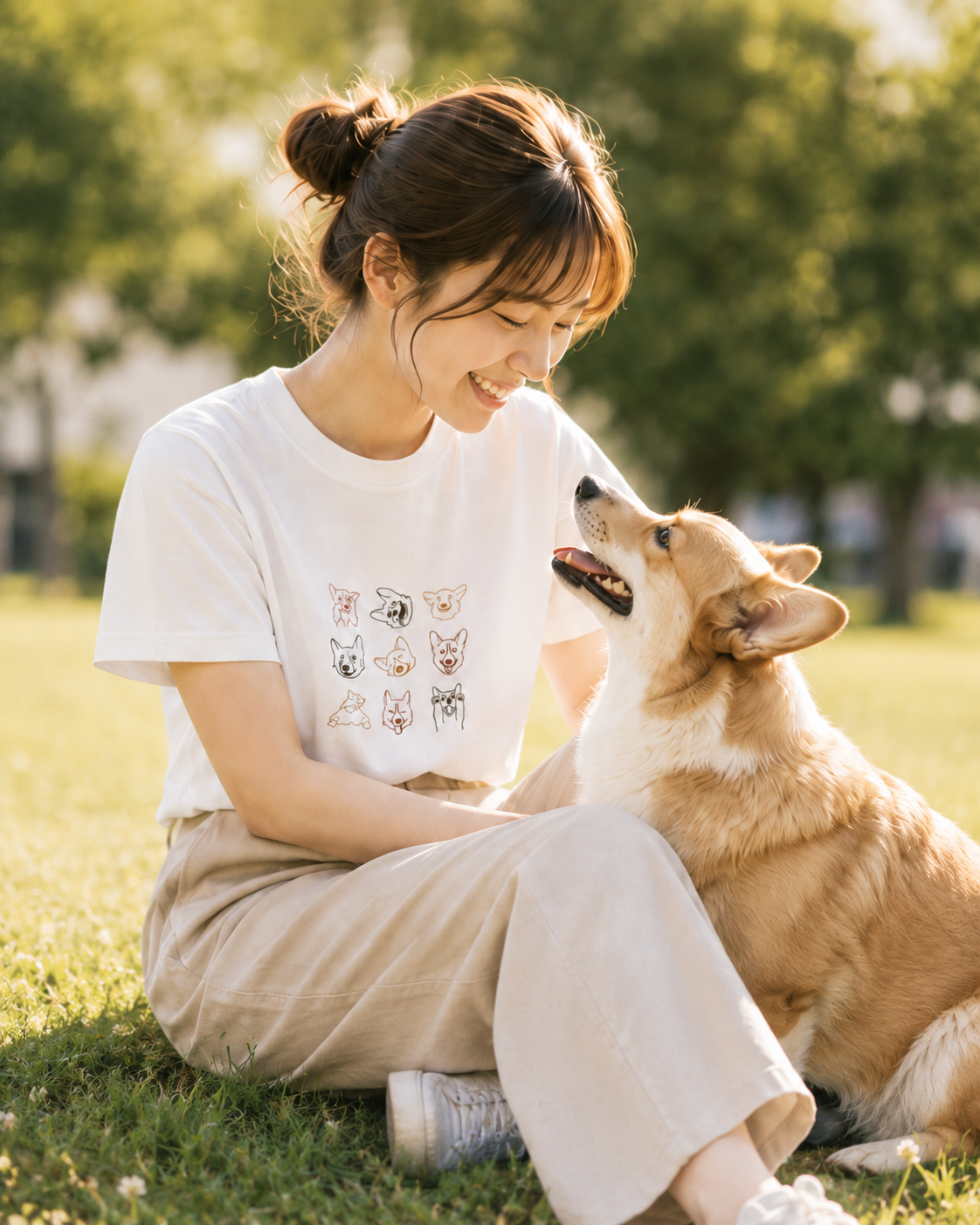 Corgi Moods. Tee – White