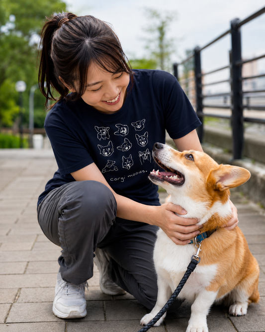 Corgi Moods. Tee – Navy