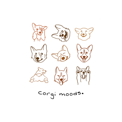 Corgi Moods. Tee – White