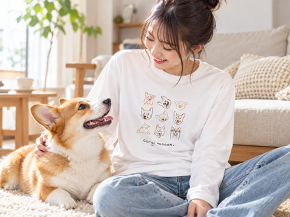 Corgi Moods.｜ロンT – White