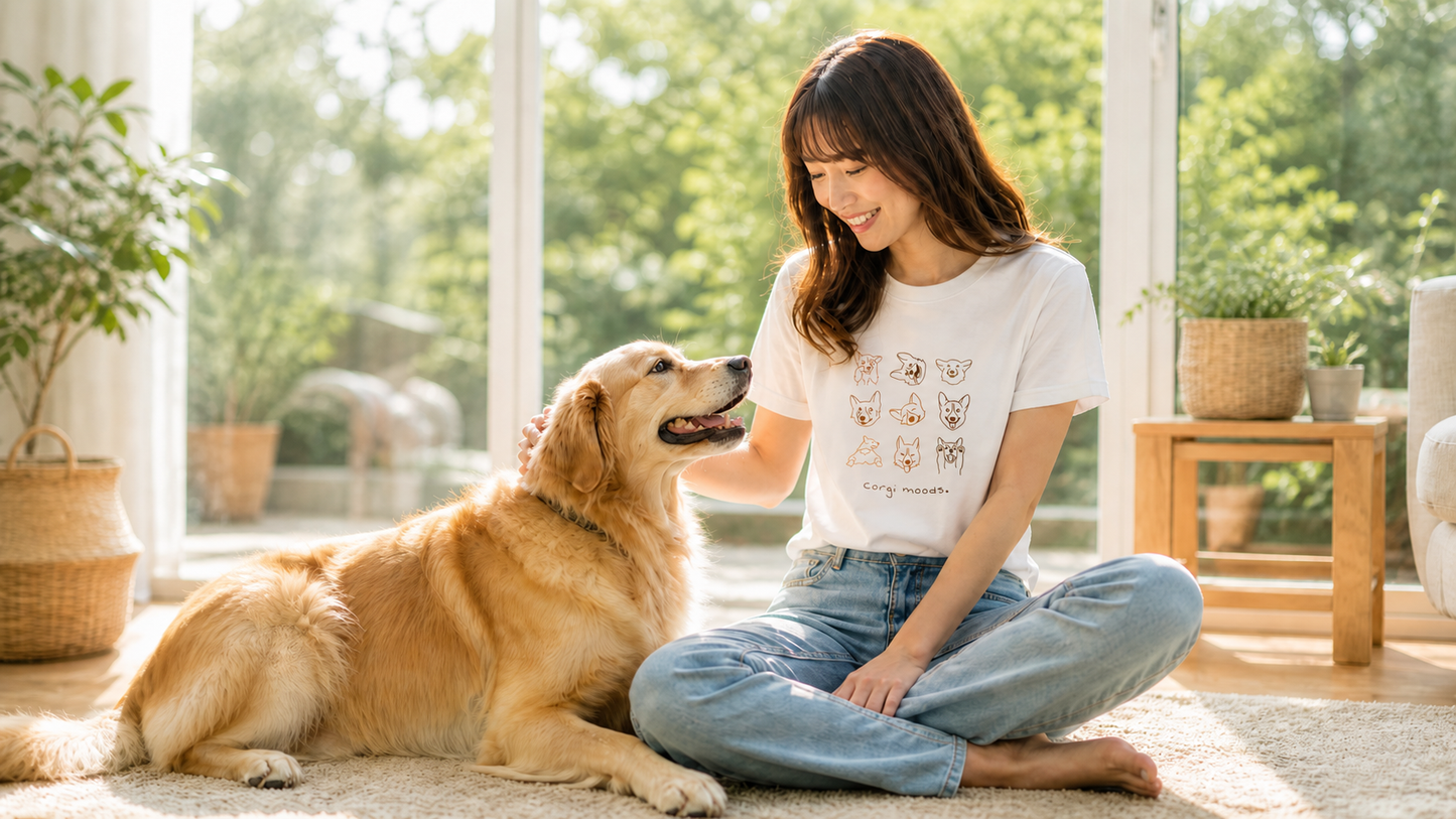 Corgi Moods. Tee – White