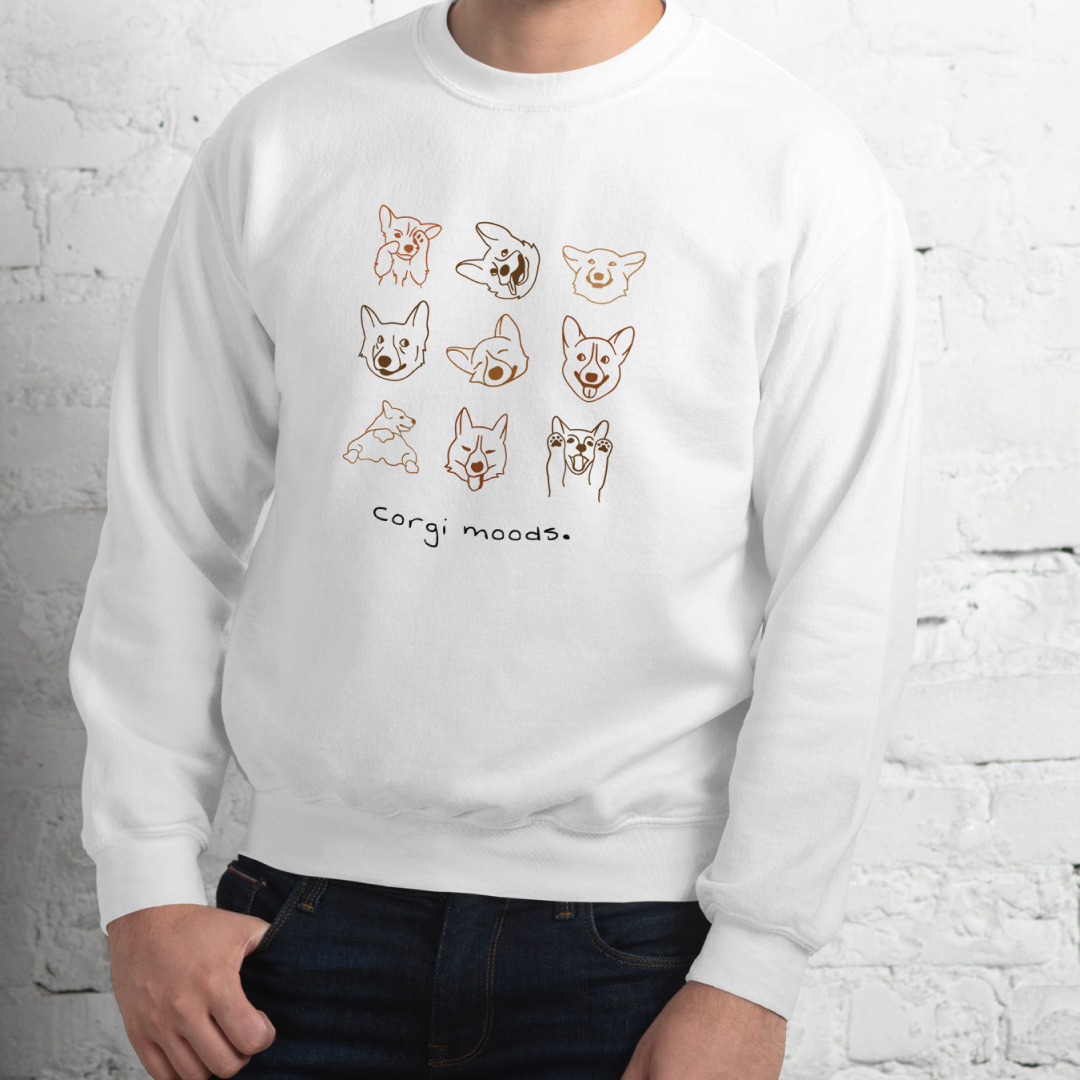 Corgi moods. Sweat – White