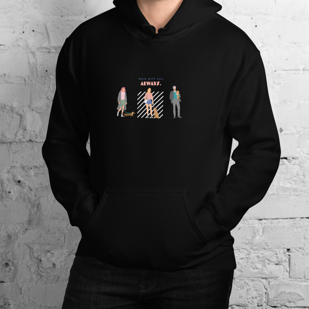 Walk with you, always. Hoodie – Black