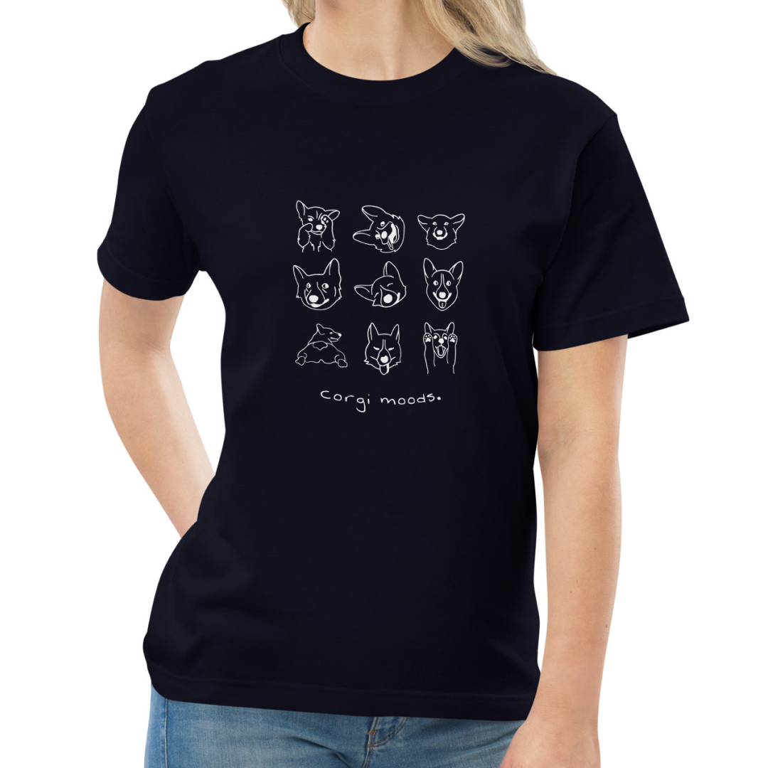 Corgi Moods. Tee – Navy