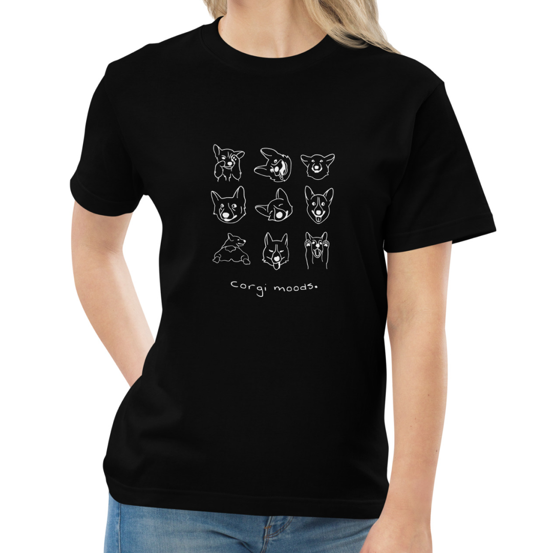 Corgi Moods. Tee – Black