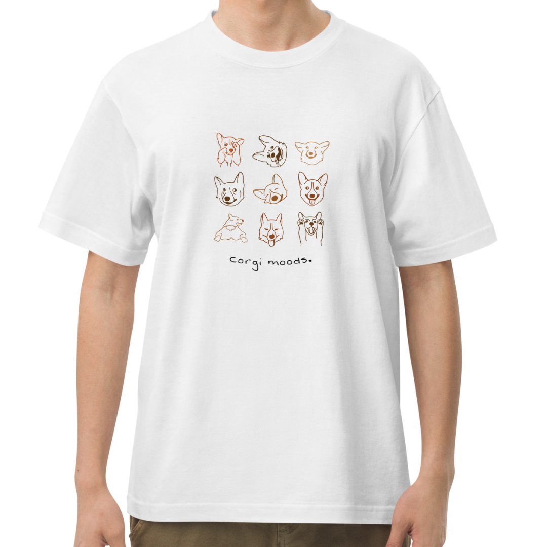 Corgi Moods. Tee – White