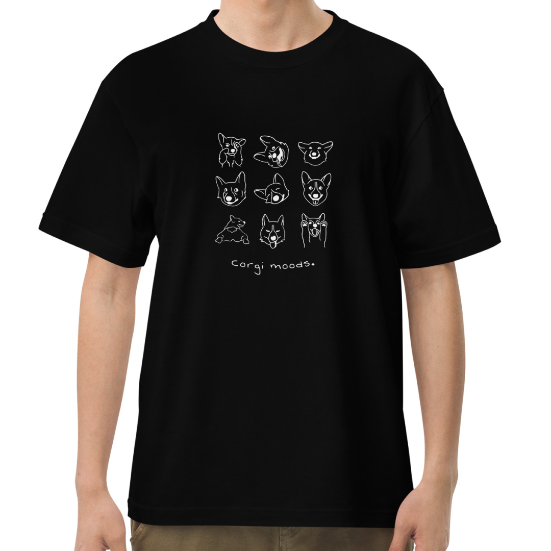Corgi Moods. Tee – Black