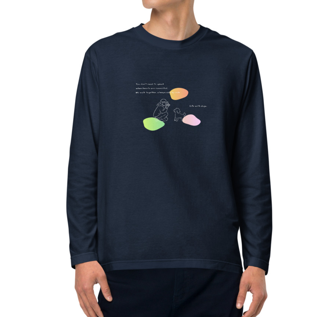 Life with dogs. Long Sleeve Tee – Navy