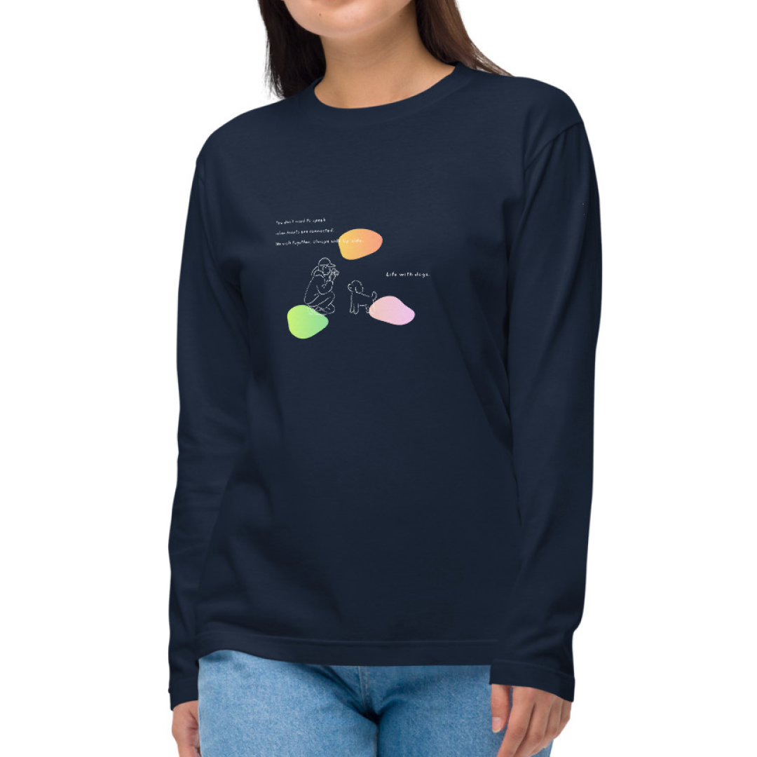 Life with dogs. Long Sleeve Tee – Navy
