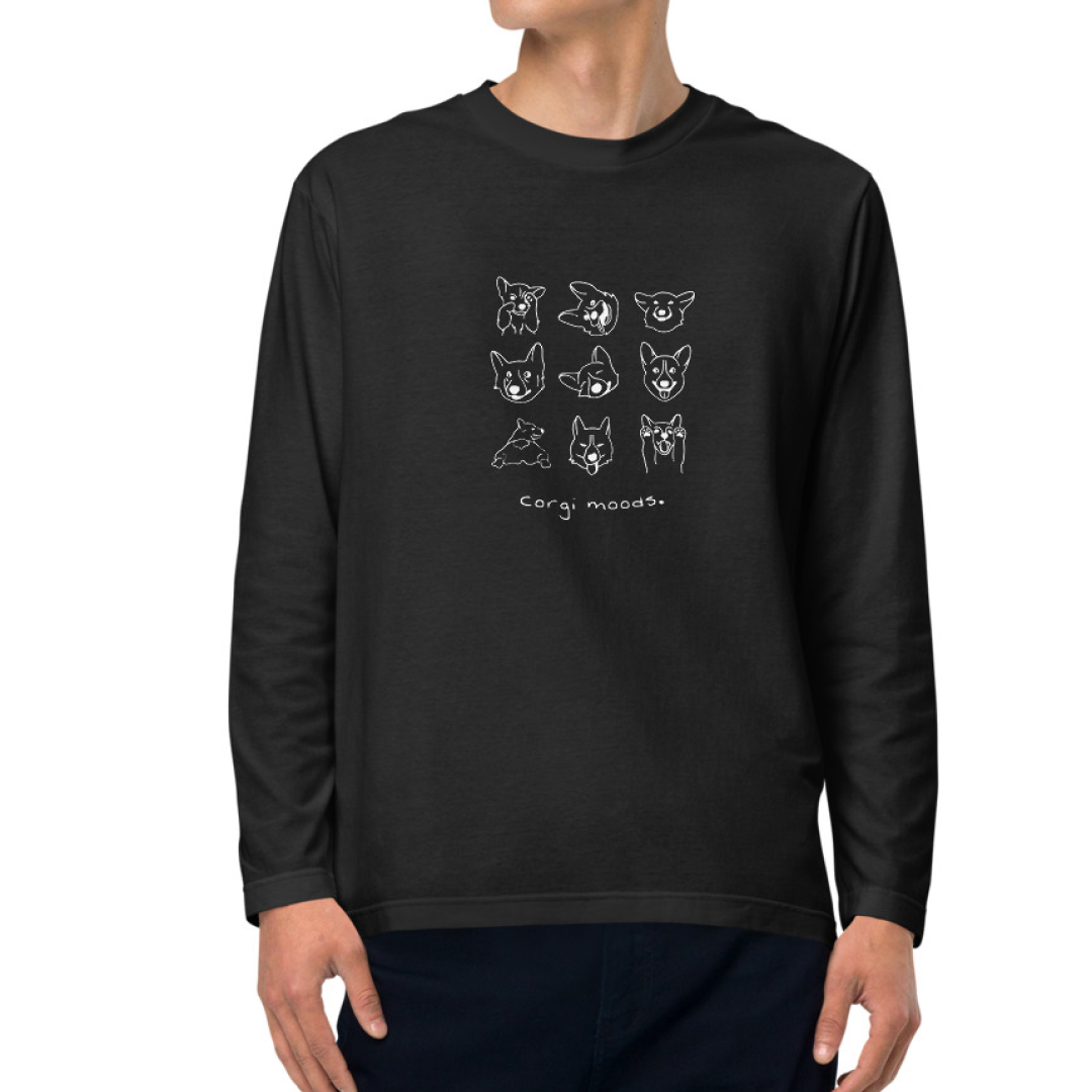 Corgi Moods. Long Sleeve Tee – Black