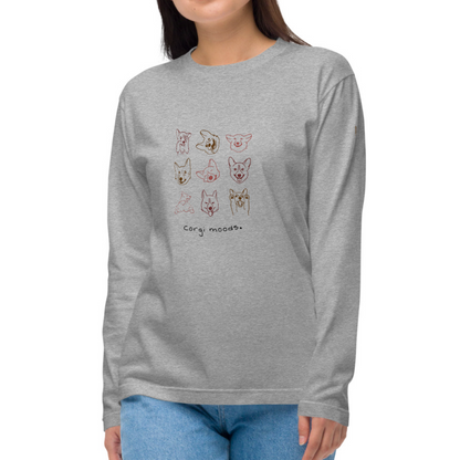 Corgi Moods. Long Sleeve Tee – Gray