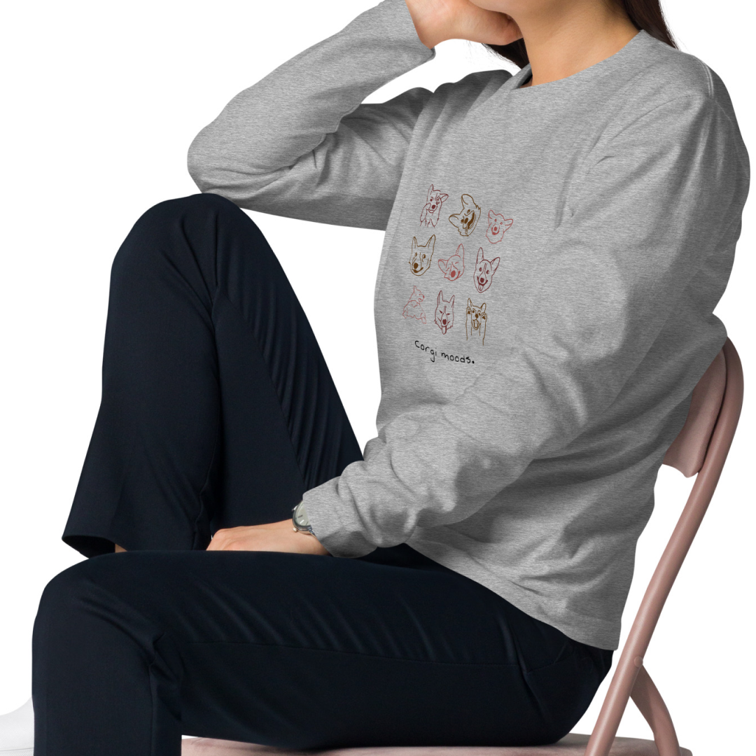 Corgi Moods. Long Sleeve Tee – Gray