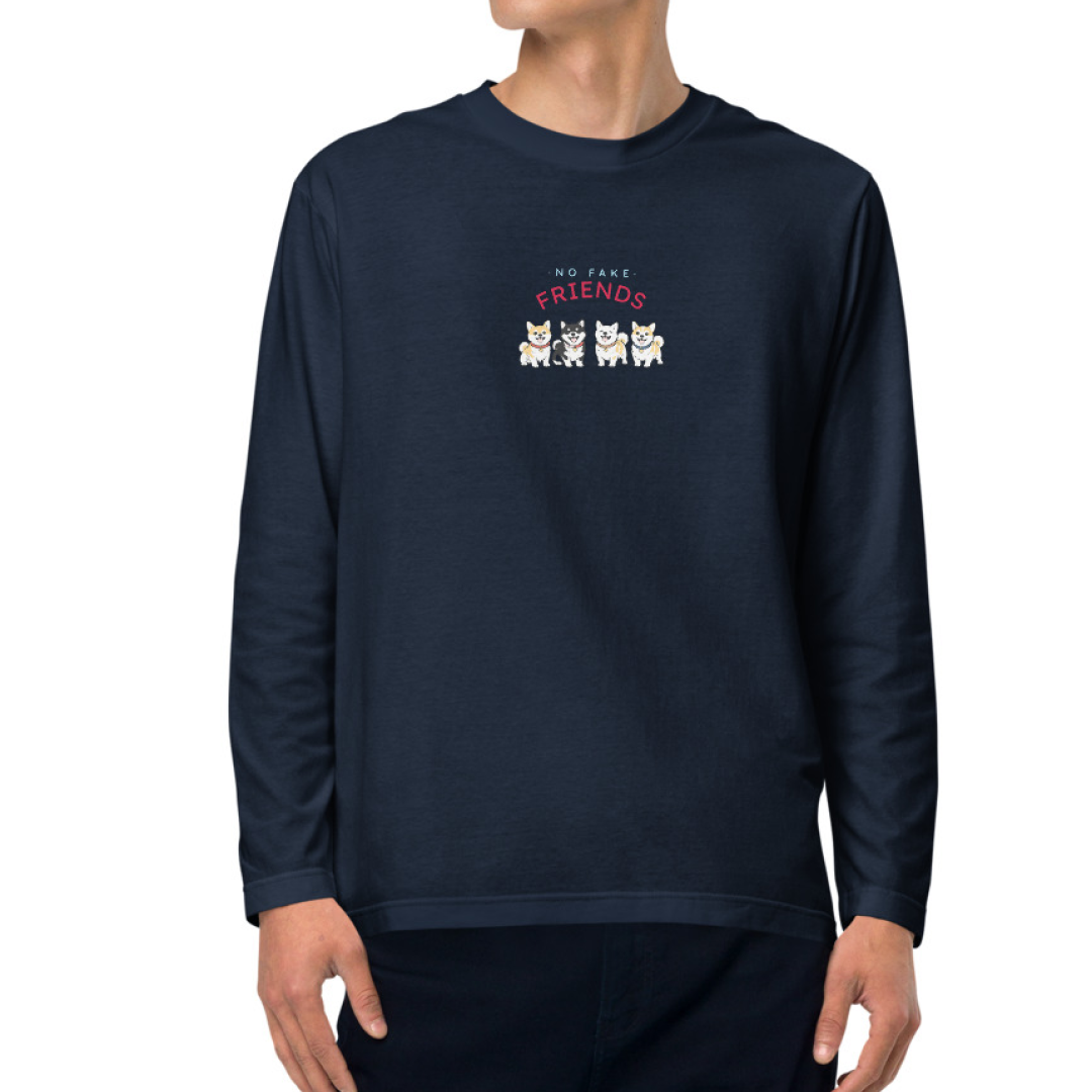 NO FAKE FRIENDS. Long Sleeve Tee – Navy