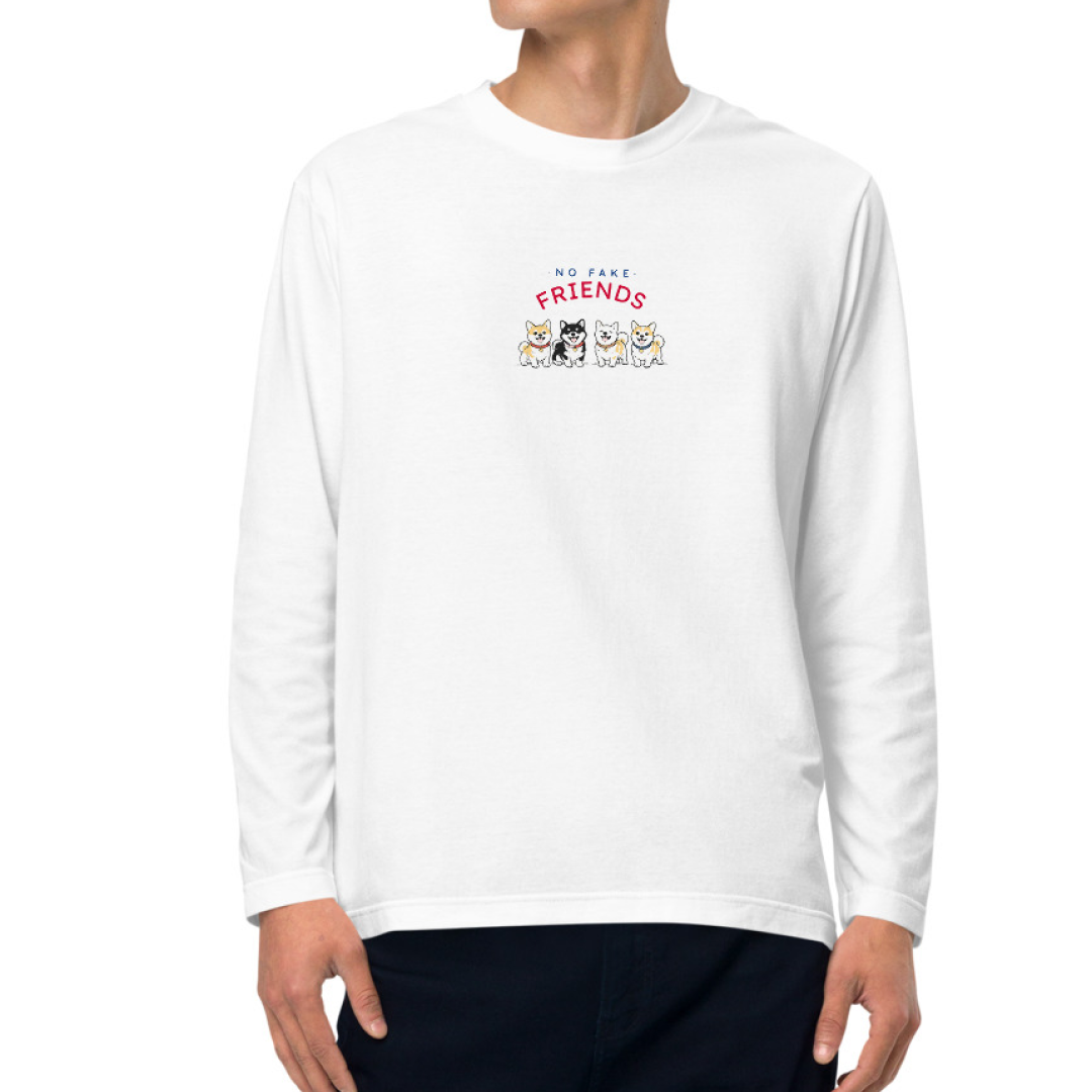 NO FAKE FRIENDS. Long Sleeve Tee – White