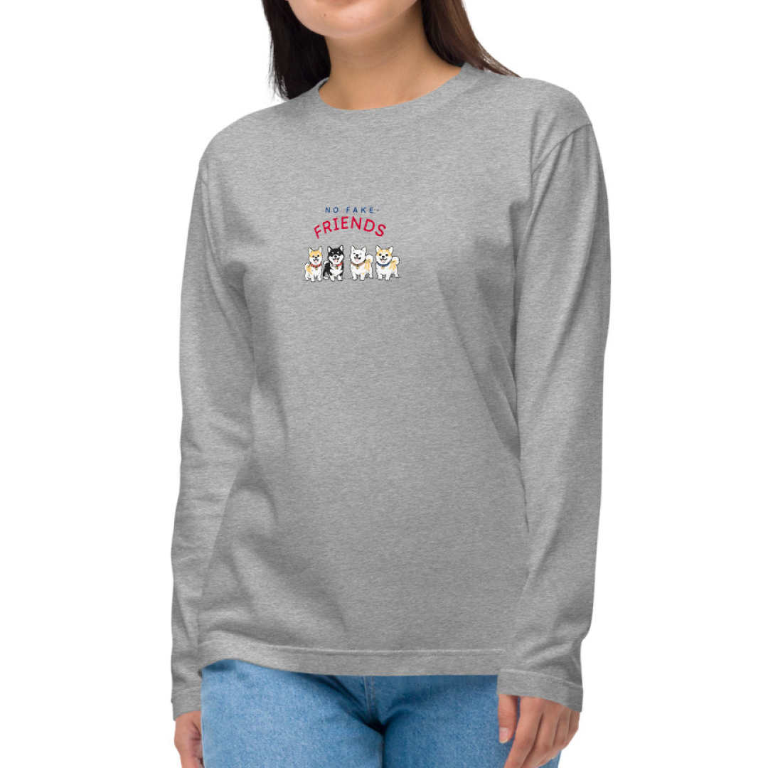 NO FAKE FRIENDS. Long Sleeve Tee – Gray