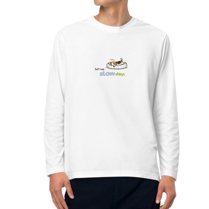 Soft nap, slow day. Long Sleeve Tee – White