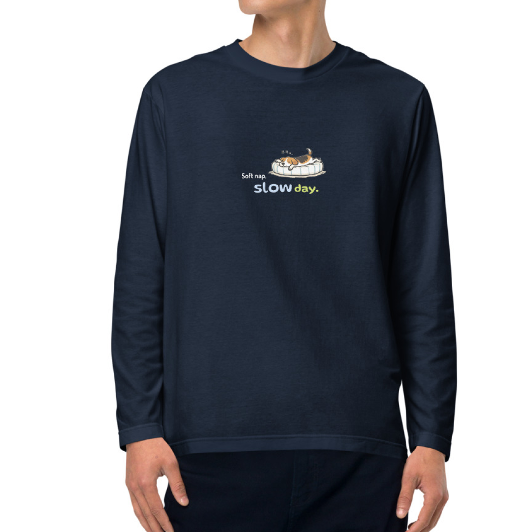 Soft nap, slow day. Long Sleeve Tee – Navy
