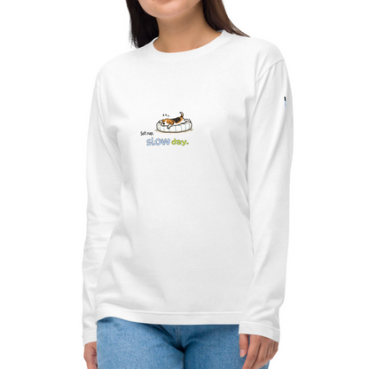 Soft nap, slow day. Long Sleeve Tee – White