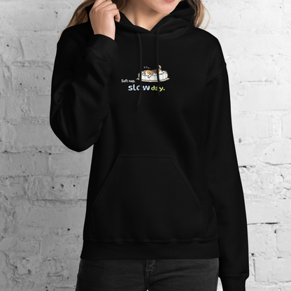 Soft nap, slow day. Hoodie – Black