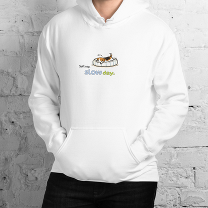 Soft nap, slow day. Hoodie – White