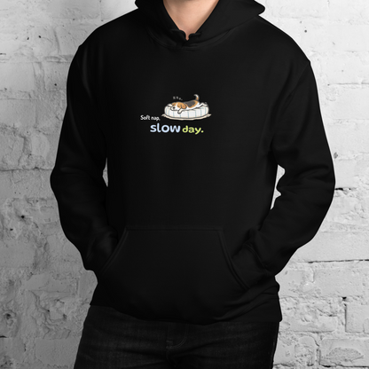 Soft nap, slow day. Hoodie – Black