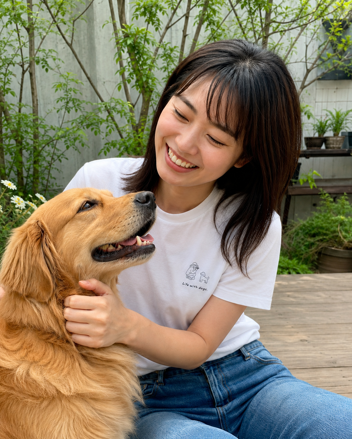 Life with dogs.  Logo Tee – White