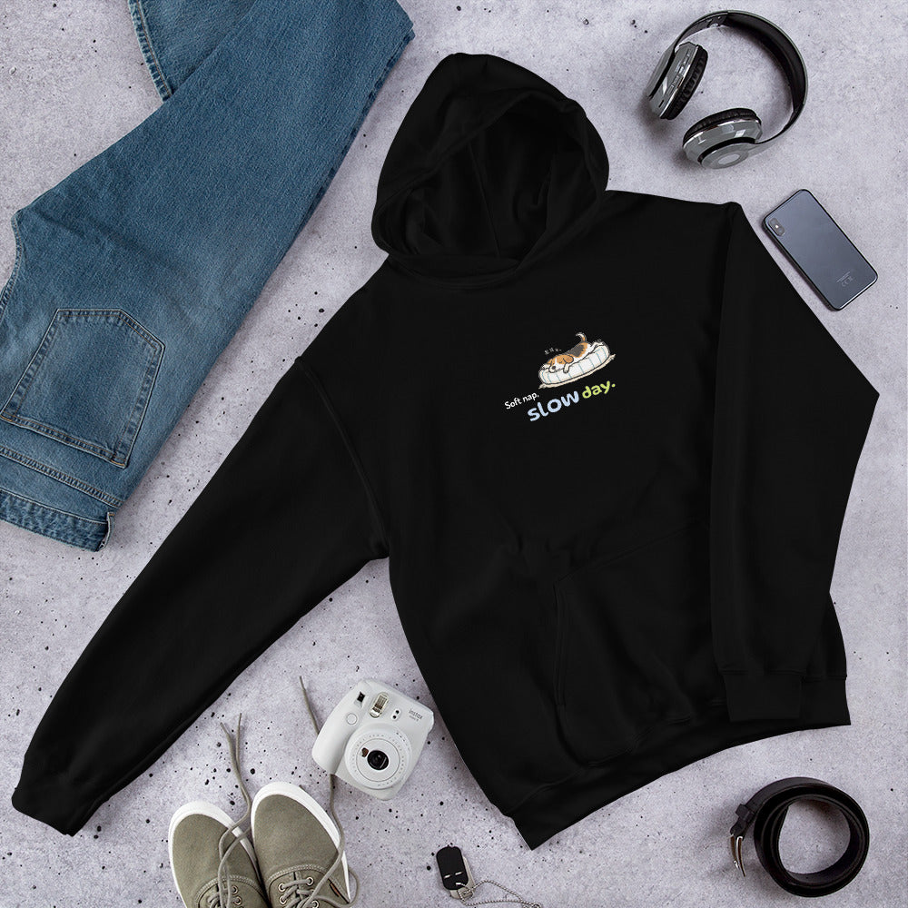 Soft nap, slow day. Hoodie – Black