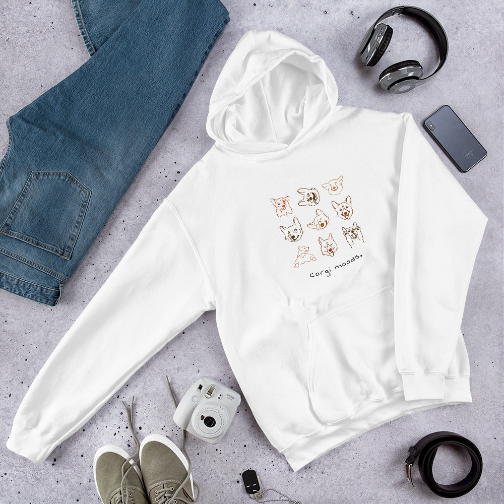 Corgi Moods. Hoodie – White