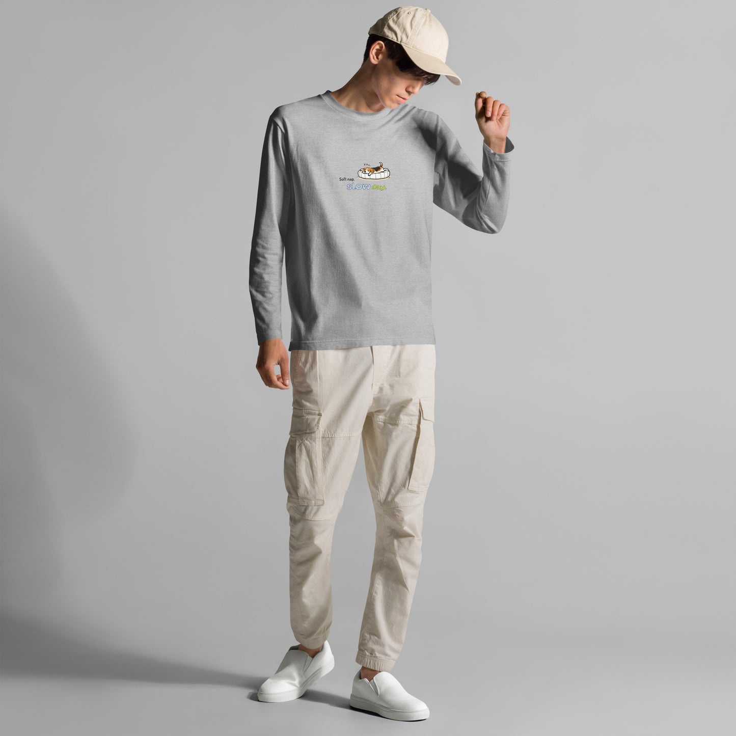 Soft nap, slow day. Long Sleeve Tee – Gray