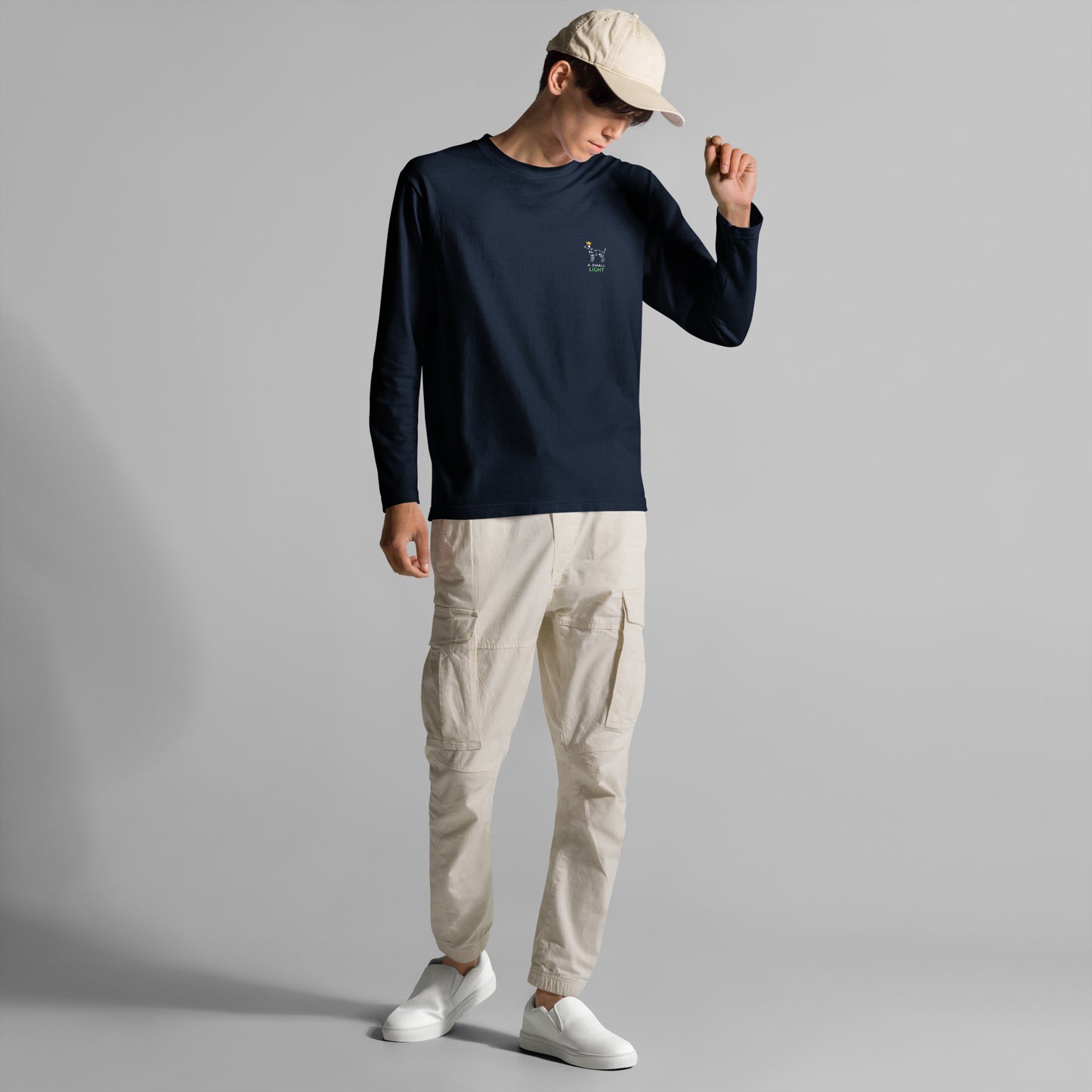 A SMALL LIGHT. Long Sleeve Tee – Navy