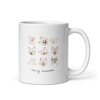 Corgi Moods.  Mug – White