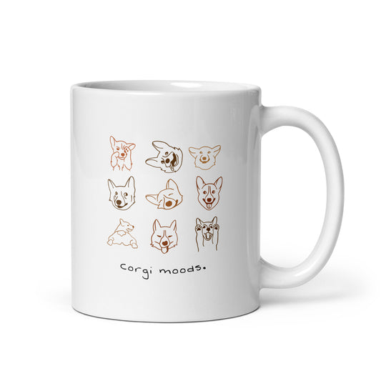 Corgi Moods.  Mug – White