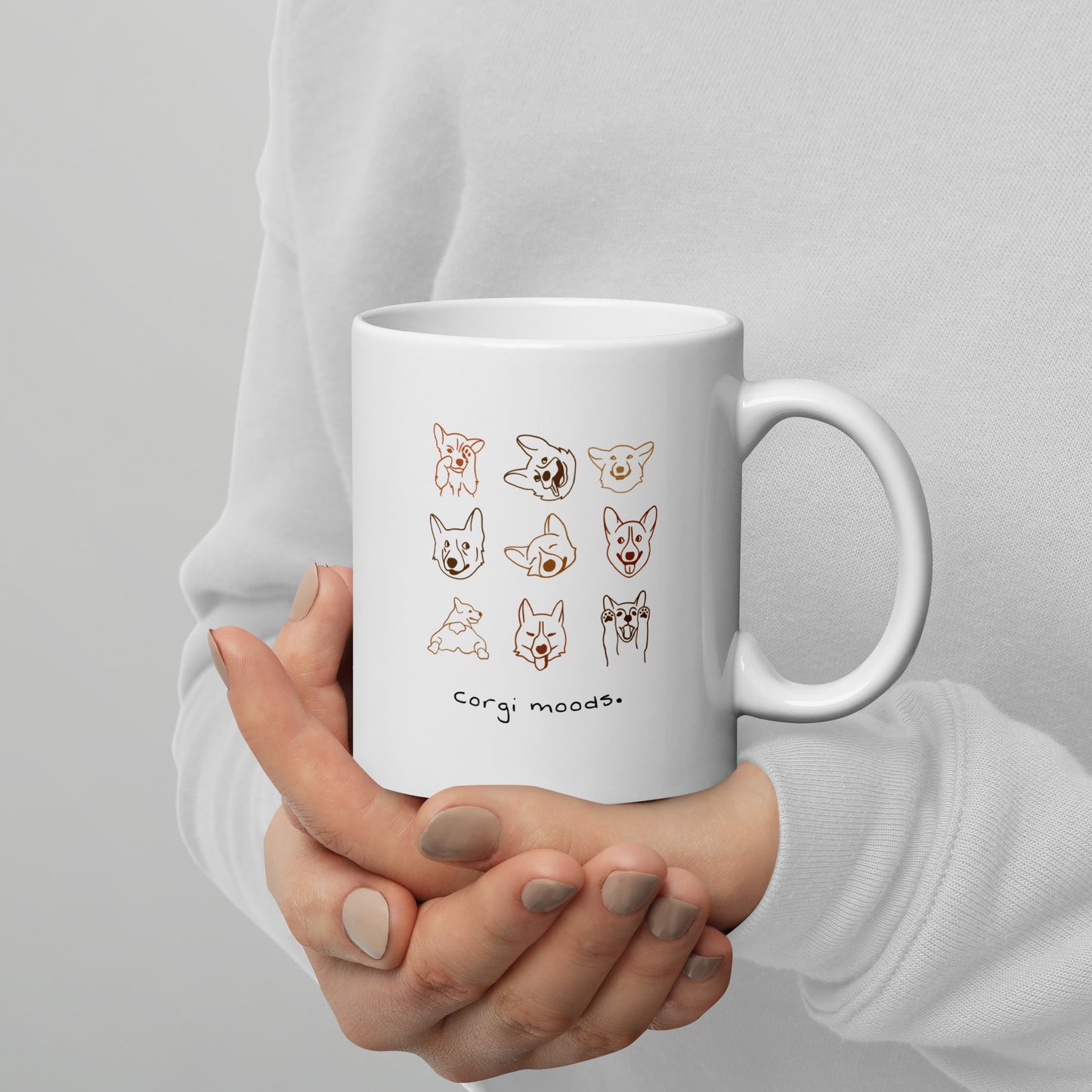 Corgi Moods.  Mug – White
