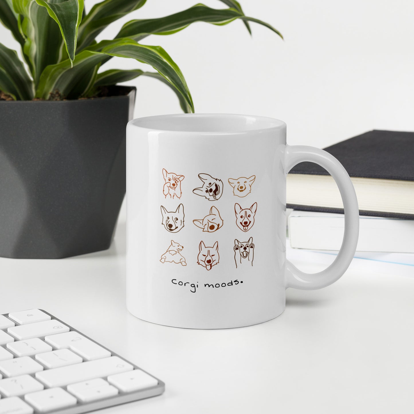 Corgi Moods.  Mug – White